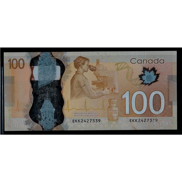 Error Note; 2011 $100 BC-73a #EKK2427339, the serial number is light at right.