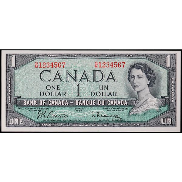 Ladder;1954 $1 BC-37b-i N2-ii #S/M 1234567 PMG Choice Uncirculated-64 EPQ