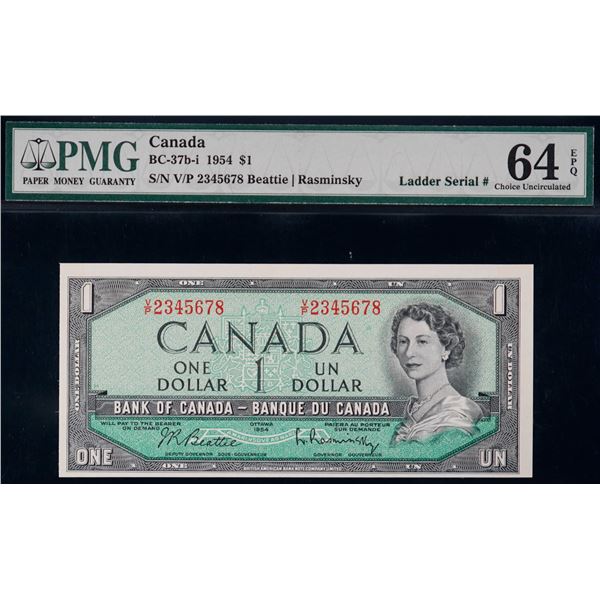 Ladder;1954 $1 BC-37b-i N2-ii #V/P 2345678 PMG Choice Uncirculated-64 EPQ