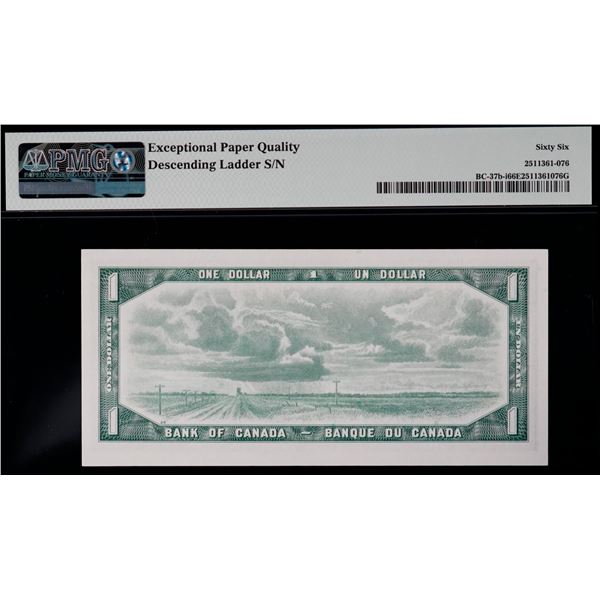 Ladder;1954 $1 BC-37b-i N2-ii #K/M 9876543 PMG Gem Uncirculated-66 EPQ