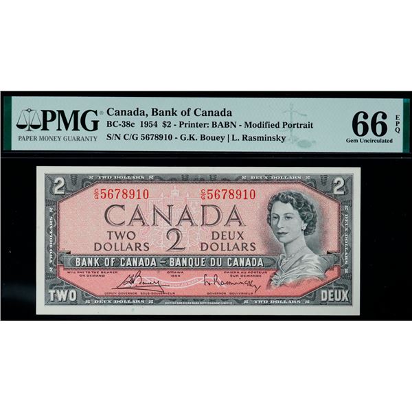 Ladder;1954 $2 BC-38c N2-ii #C/G 5678910 PMG Gem Uncirculated-66 EPQ