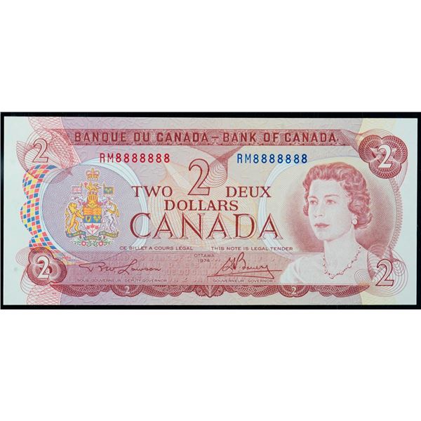 Solid; 1974 $2 BC-47a RM8888888 PMG Choice Uncirculated-64EPQ.