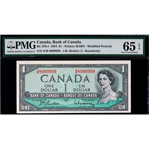 Rollover;1954 $1 BC-37b-i #S/M 8999999 PMG Gem Uncirculated-65 EPQ
