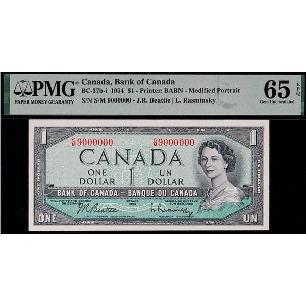 Million; 1954 $1 BC-37b-i N3 #S/M 9000000 PMG Gem Uncirculated-65 EPQ