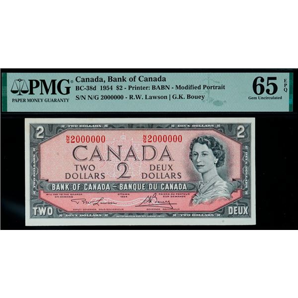 Million; 1954 $2 BC-38d N3 #N/G 2000000 PMG Gem Uncirculated-65 EPQ