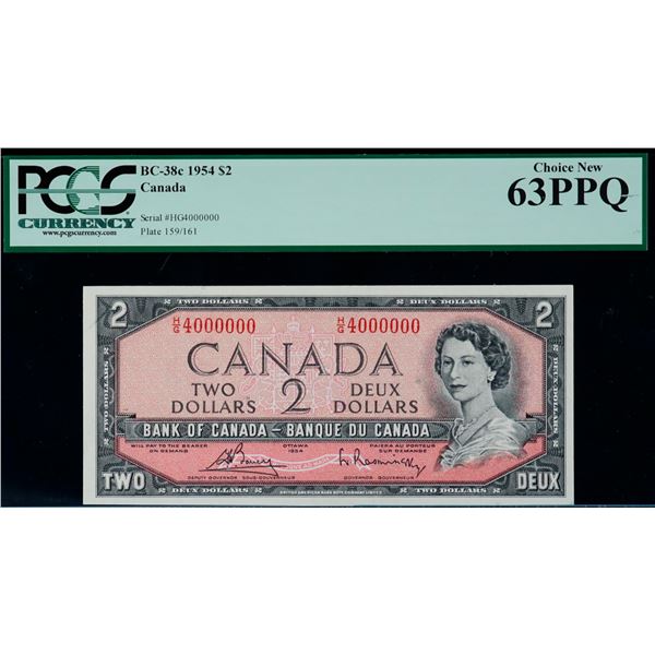 Million; 1954 $2 BC-38c N3 #H/G 4000000 PCGS Choice Uncirculated-63 PPQ