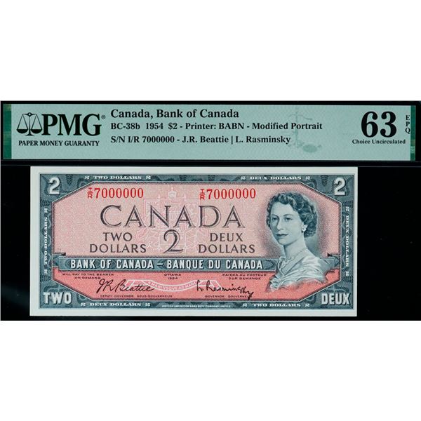 Million; 1954 $2 BC-38b N3 #I/R 7000000 PMG Choice Uncirculated-63 EPQ