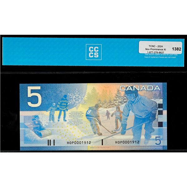 Birth Note;  2005 $5 BC-62b #HOP0001912 CCCS Choice Uncirculated-64.