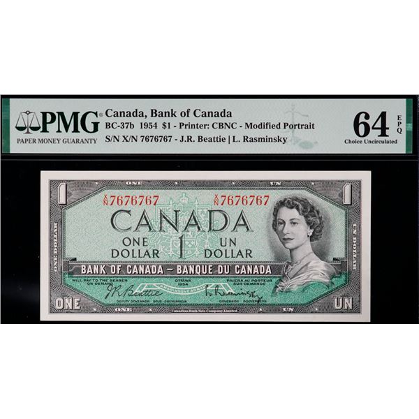 RADAR; 1954 $1 BC-37b N1-ii #X/N 7676767 PMG 64 EPQ