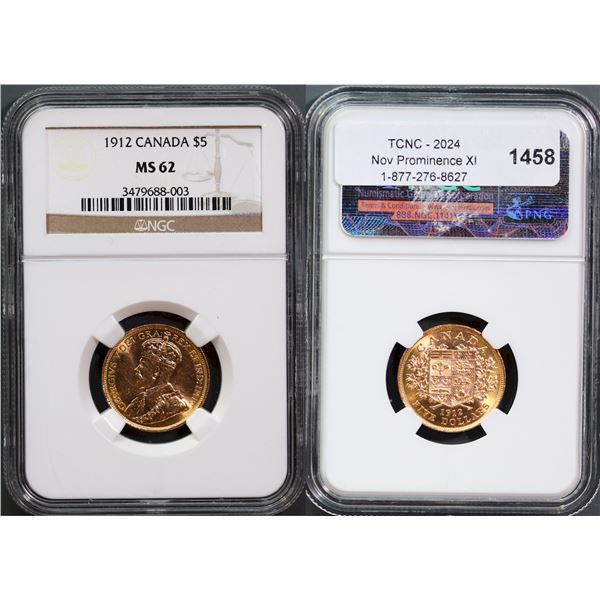 1912 $5 Gold NGC Choice Mint State-62.