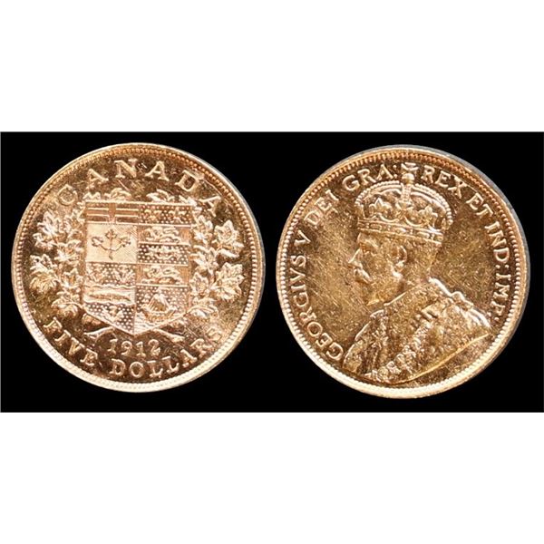 1912 $5 Gold AU-UNC or better.  Lustrous example