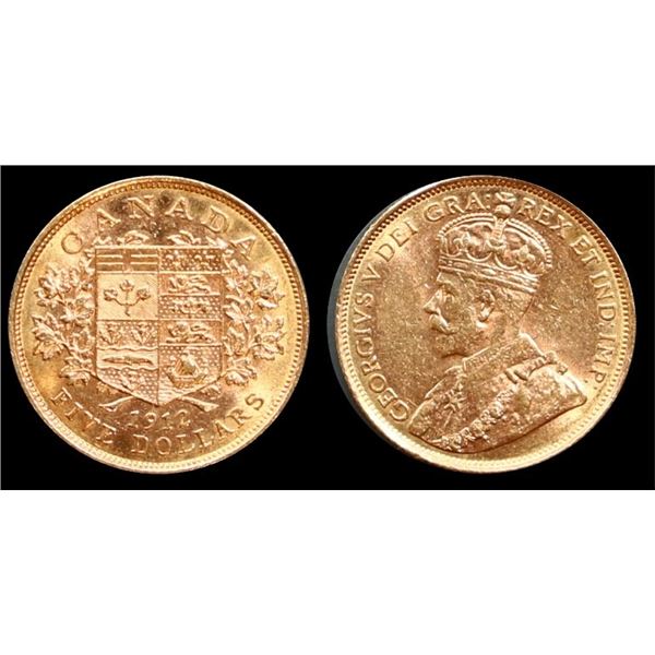 1912 $5 Gold AU-UNC or better.  Lustrous example