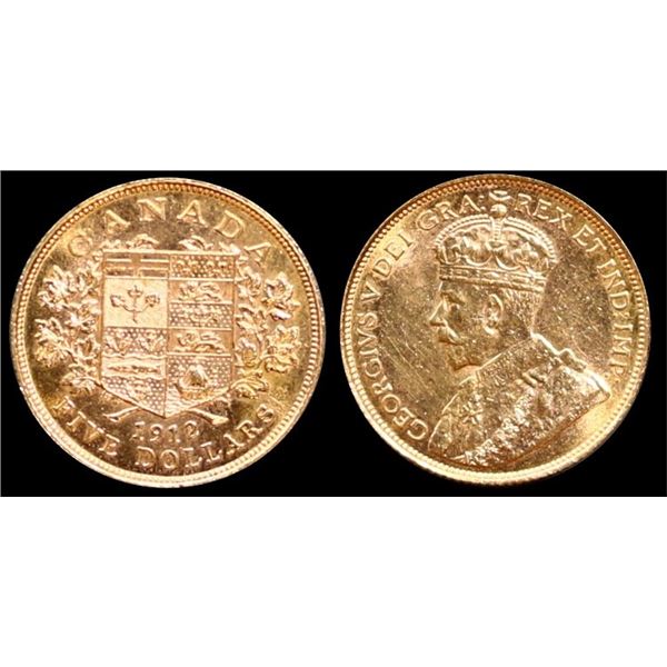 1912 $5 Gold AU-UNC or better.  Lustrous example