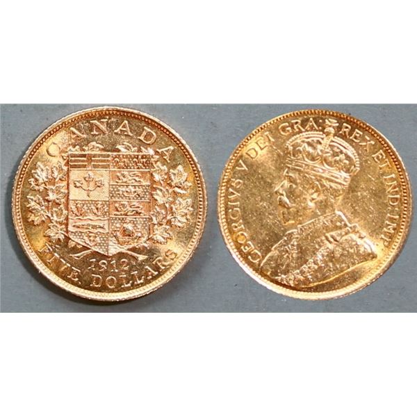 1912 $5 Gold AU-UNC or better.  Lustrous example