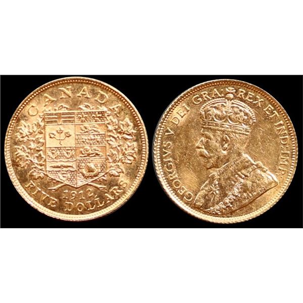 1912 $5 Gold AU-UNC or better.  Lustrous example