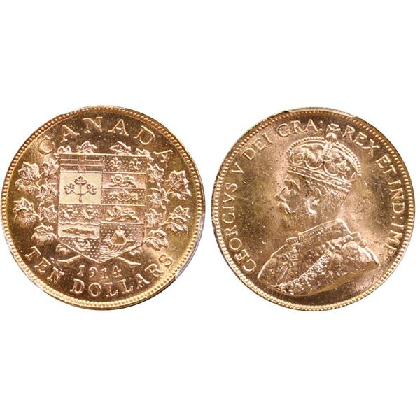 1914 $10 PCGS Gem Mint State-65 (sell in us auctions at approx 4-5k cad