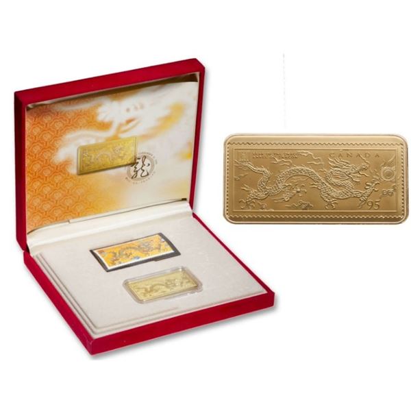 2000 Heart of the Dragon Gold Stamp and Postcard Set.  0.371 Troy Ounces.