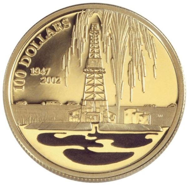2001 $100 Canada's Oil Industry - 14kt Gold Coin.