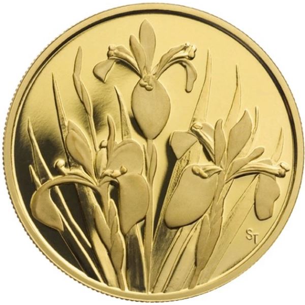 2006 $350 Provincial Coat of Arms: Quebec (Iris Versicolor/ The Blue Flag) - Pure Gold Coin.  Tax Ex