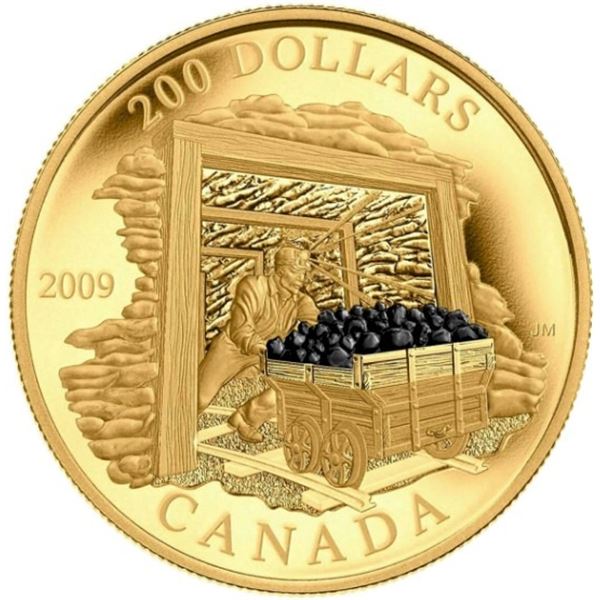 2009 $200 Coal Mining Trade - 22-kt. Gold Coin.