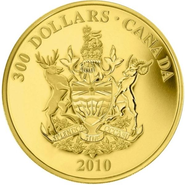 2010 $300 Provincial Coat of Arms: British Columbia - 14-kt. Gold Coin.