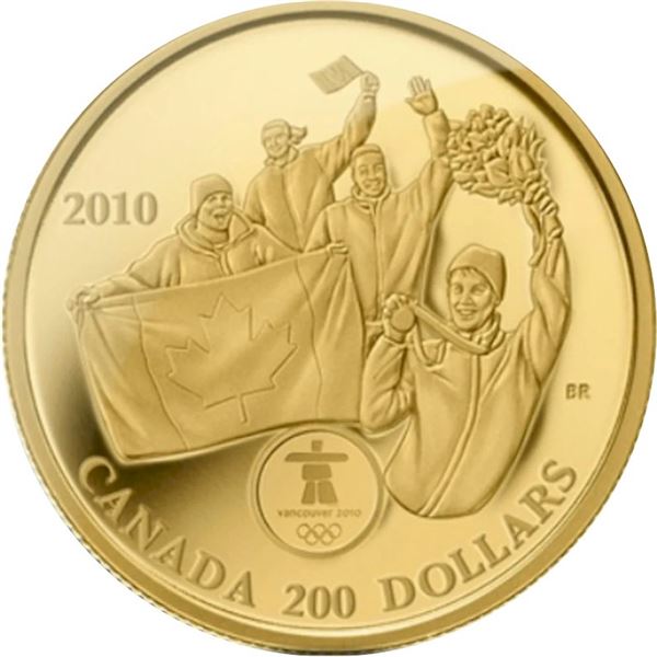 2010 Canada $200 First Olympic 22K Gold Medal on Home Soil 22K Gold.