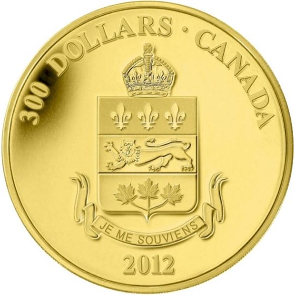 2012 $300 Provincial Coat of Arms: Quebec - 14-kt. Gold Coin.