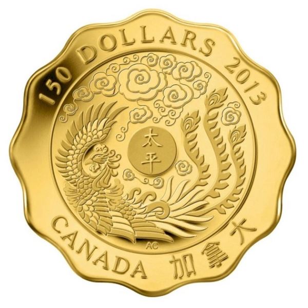 2013 $150 Blessing of Peace - Pure Gold Coin.  0.334 Troy Ounces.  Tax Exempt.