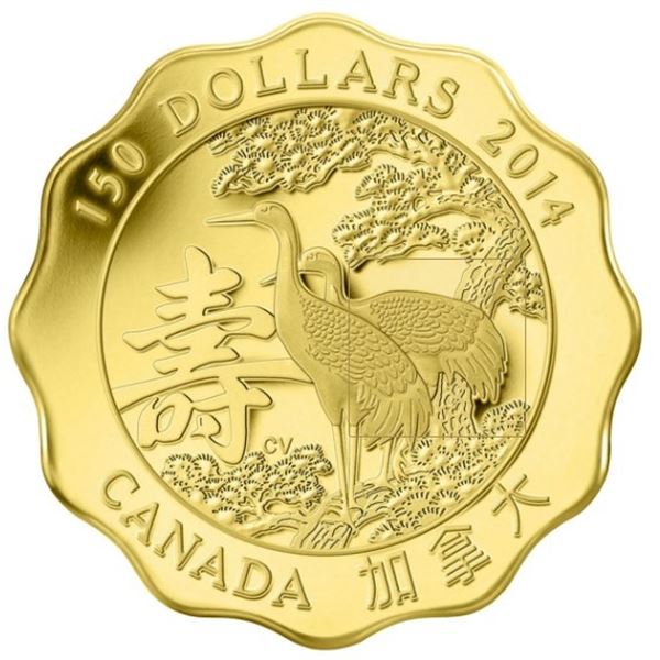 2014 $150 Blessing of Longevity - Pure Gold Coin.  0.334 Troy Ounces.  Tax Exempt.