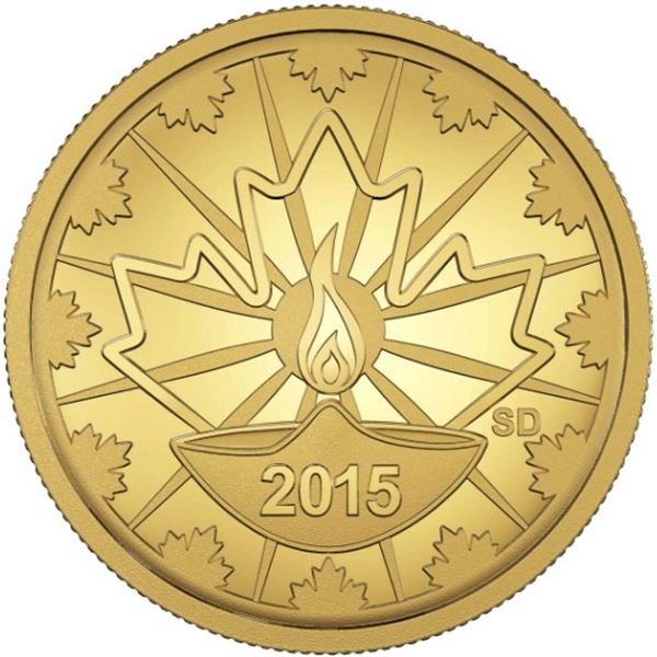 2015 25¢ Diwali: Festival of Lights - Pure Gold Coin.  0.016 Troy Ounces.  Tax Exempt.