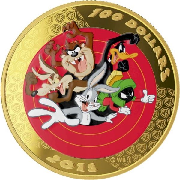 2015 $100 Looney Tunes - Bugs Bunny and Friends - 14-kt. Gold Coin and Pocket Watch.