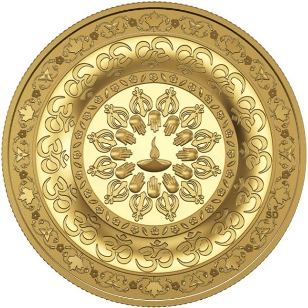 2015 $200 Diwali: Festival of Lights - Pure Gold Coin.  Tax Exempt.