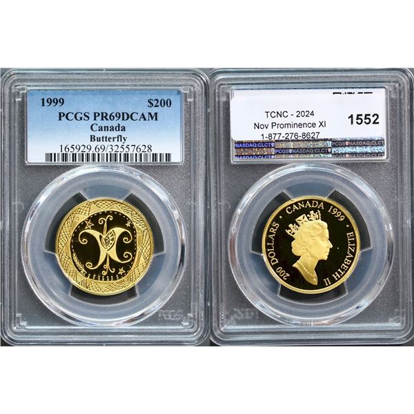 1999 $200 Gold Butterfly, PCGS Splendid PROOF-69DCAM.