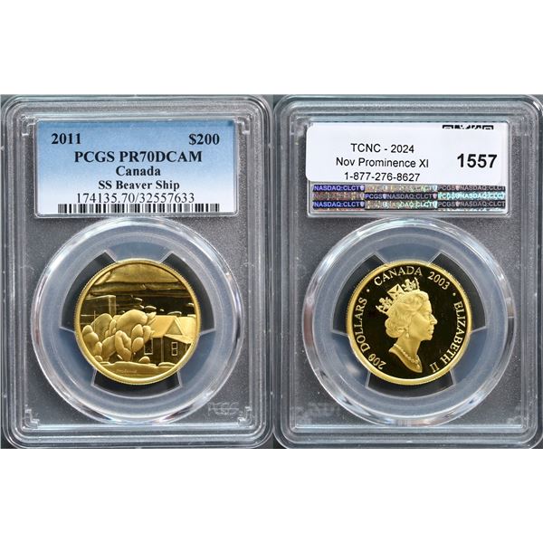 2011 $200 Gold SS Beaver Ship, PCGS Perfect PROOF-70DCAM.