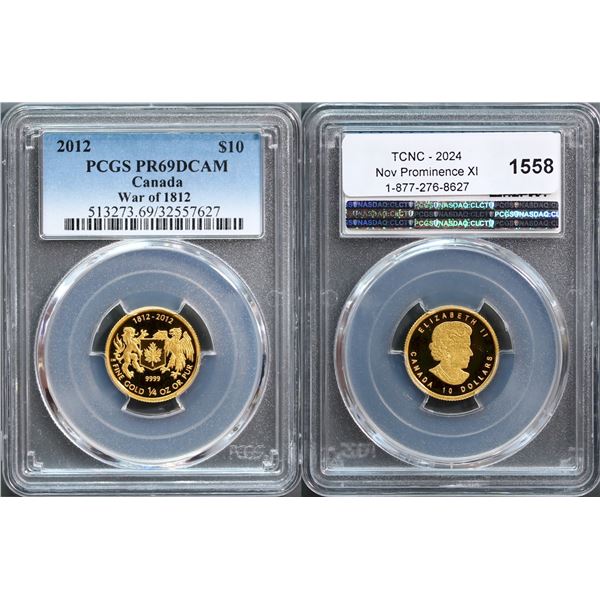 2012 $10 Gold War of 1812, PCGS Splendid PROOF-69DCAM.