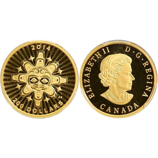 2014 $200 Gold Matriarch Moon Mask, PCGS Splendid PROOF-69DCAM.
