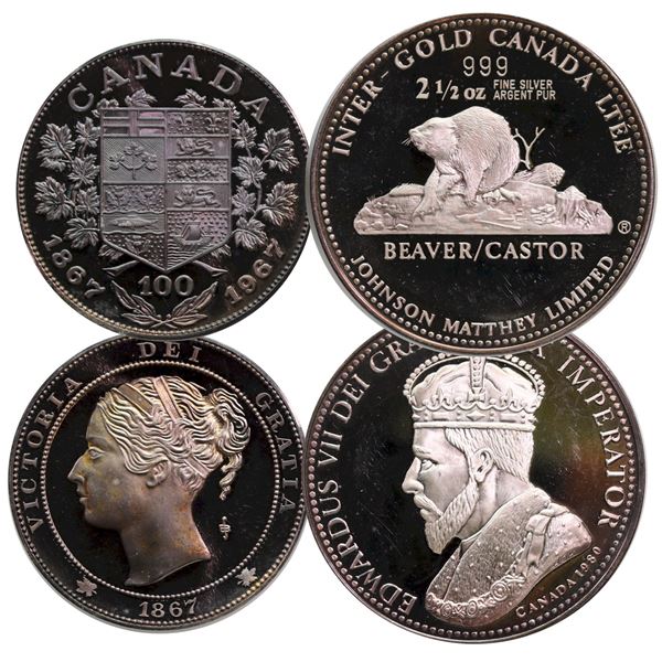 Bullion Johnson Matthew Limited Inter-Gold Canada Ltee 2 1/2 oz Fine Silver Coin 68,8mm, 78,1 grs & 