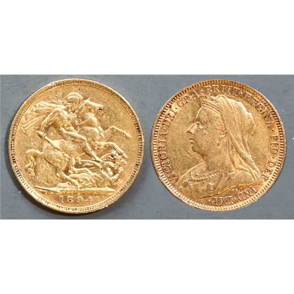 Australia;  1894-M Gold Sovereign,  EF or better.