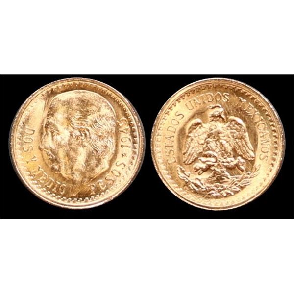 Mexico; 2 1/2 Pesos Gold 1945 Choice Uncirculated or better