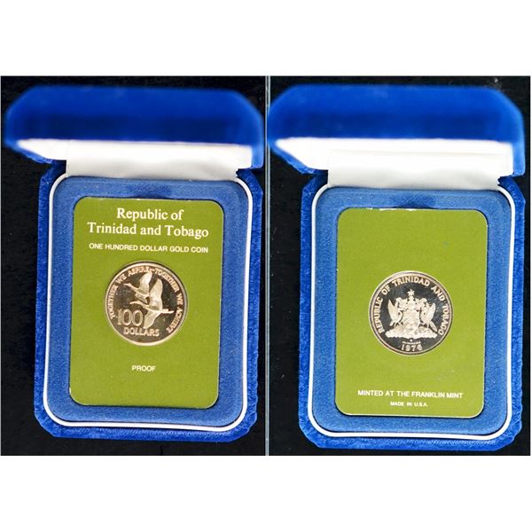 Trinidad and Tobago 1976 $100 Gold 6,21 gr ,12K.