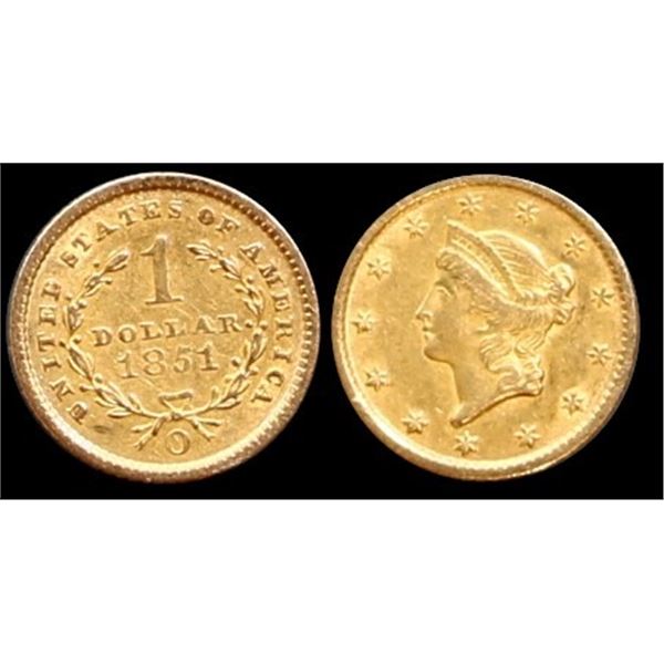 USA; 1851 $1 Gold VF or better