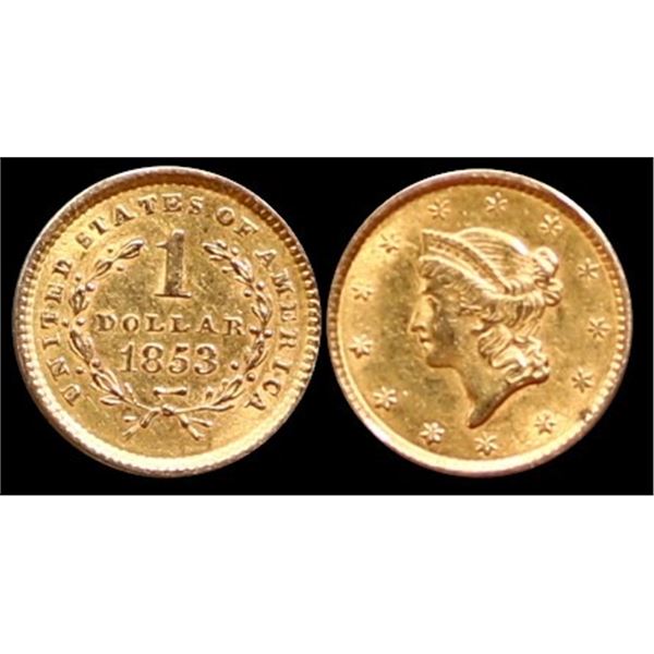 USA; 1853 $1 Gold EF or better