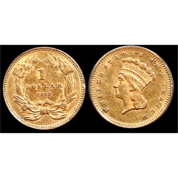 USA; 1862 $1 Gold EF or better