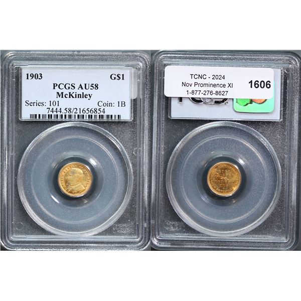 USA; 1903 $1 Gold McKinley PCGS Choice About Uncirculated-58