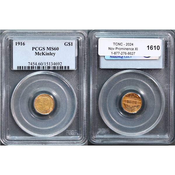 USA; 1916  $1 Gold  McKinley PCGS Mint State-60