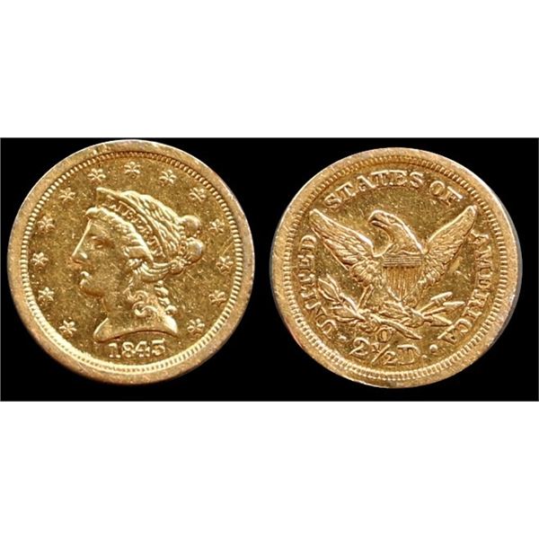 USA;  1843 $2.50 Gold EF