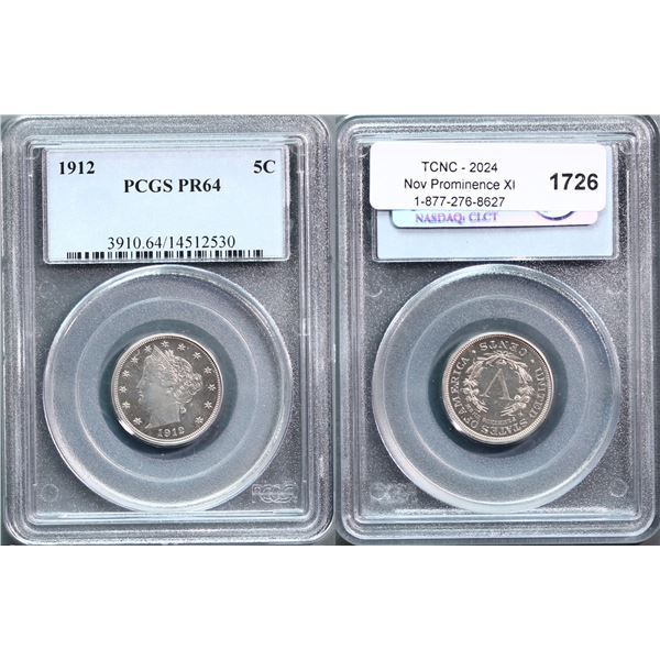 USA;  1912 5¢ PCGS Choice PROOF-64