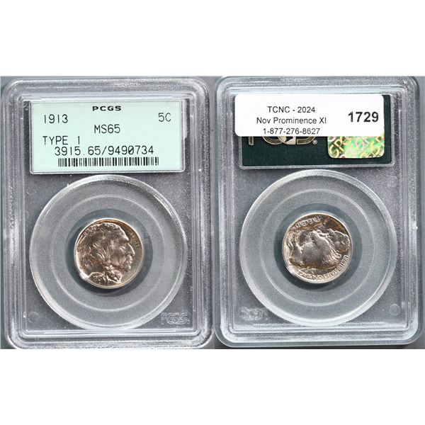 USA;  1913 5¢ Type 1 PCGS Gem Mint State-65