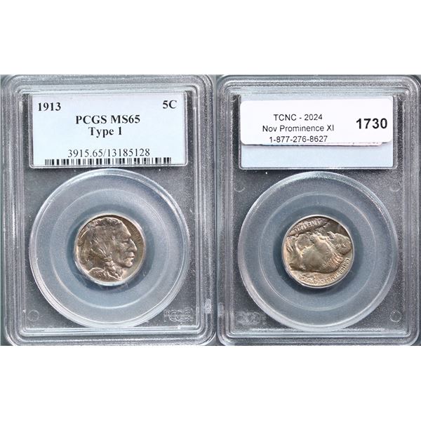 USA;  1913 5¢ Type 1 PCGS Gem Mint State-65