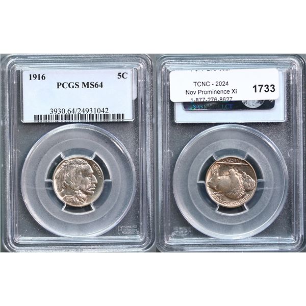 USA;  1916 5¢ PCGS Choice Mint State-64